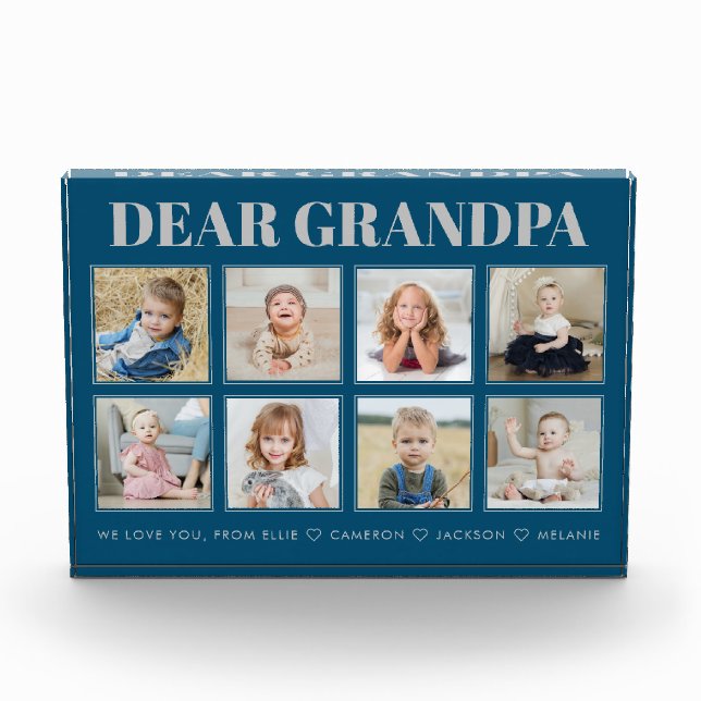 Modern Personalised Grandpa We Love You 8-Photos Photo Block (Front)