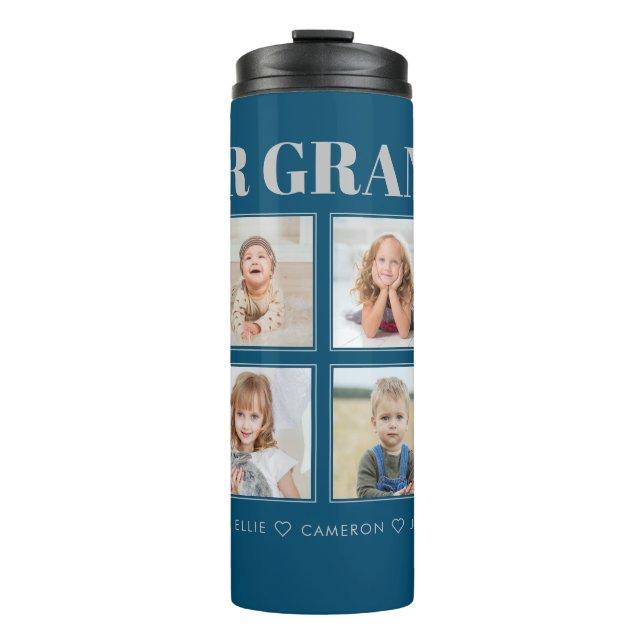 Modern Personalised Grandpa We Love You 8-Photos Thermal Tumbler (Front)