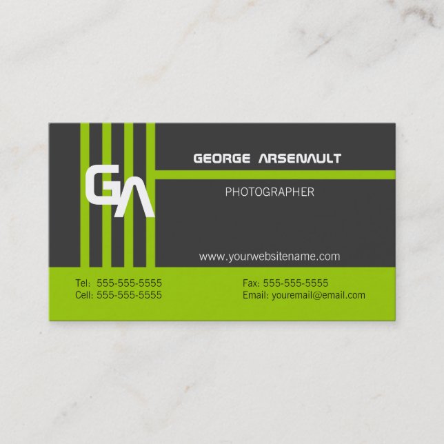 Modern Personalised Green Business Cards (Front)