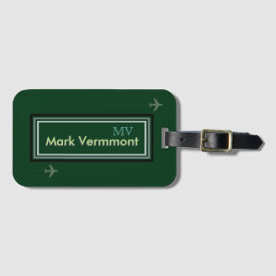 Modern Personalised Green Luggage Tag