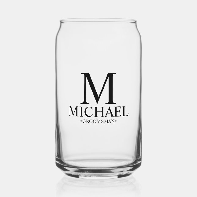 Modern Personalised Groomsman Can Glass (Front)