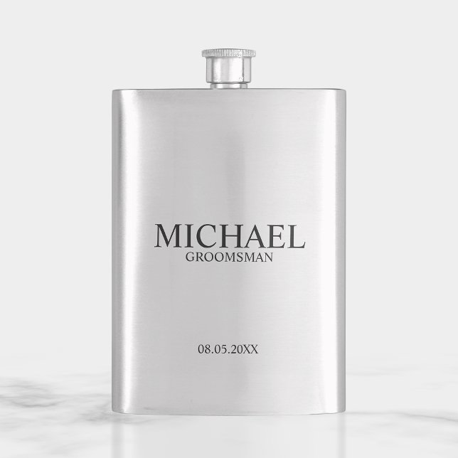 Modern Personalised Groomsman Hip Flask (Creator Uploaded)