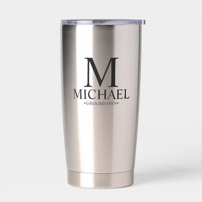 Modern Personalised Groomsman Insulated Tumbler (Left)