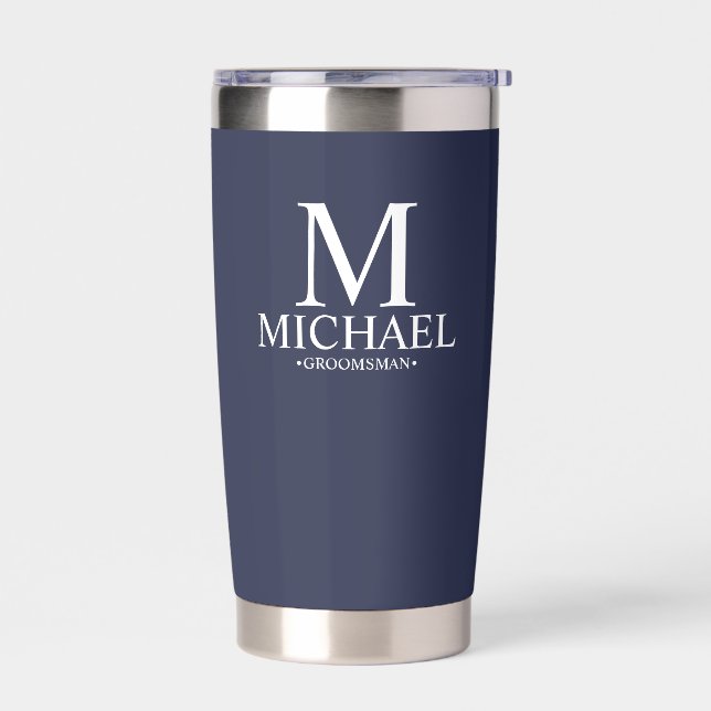 Modern Personalised Groomsman Insulated Tumbler (Left)