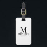 Modern Personalised Groomsman Name and Monogram Luggage Tag<br><div class="desc">Modern Black and White Personalised Groomsman Gifts
featuring personalised monogram,  groomsman's name and title in black classic serif font style on white background.

Also perfect for Best Man,  Father of the Bride and more.</div>