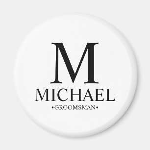 Modern Personalised Groomsman Name and Monogram Magnet