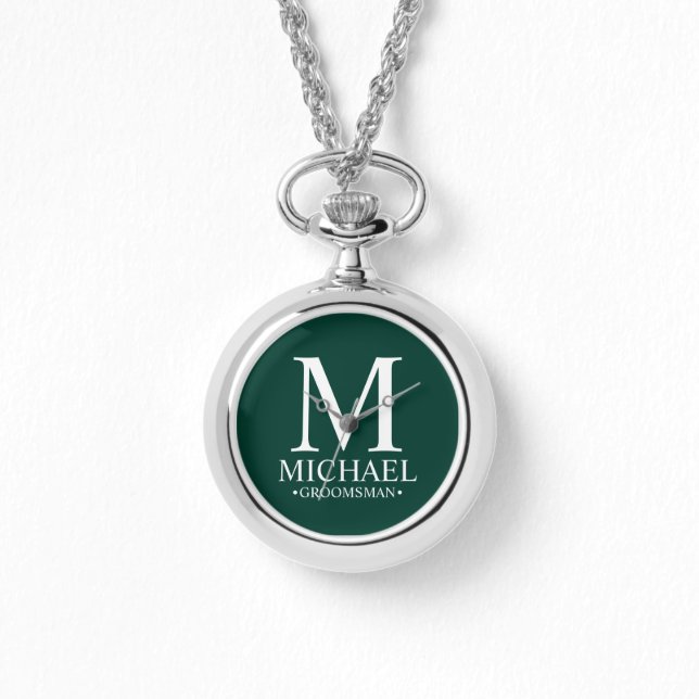 Modern Personalised Groomsman Name and Monogram Watch (Front)