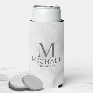 Modern Personalised Groomsman Seltzer Can Cooler