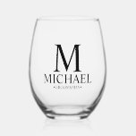 Modern Personalised Groomsman Stemless Wine Glass<br><div class="desc">Modern Personalised Groomsman Gifts
featuring personalised monogram,  groomsman's name and title in classic serif font style.

Also perfect for Best Man,  Father of the Bride and more.</div>