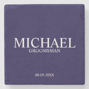 Modern Personalised Groomsman Stone Coaster