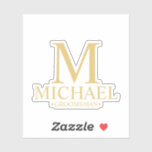 Modern Personalised Groomsman's Monogram and Name<br><div class="desc">Add a personal touch to your wedding with personalised custom-cut sticker. featuring personalised monogram, groomsman's name and title in gold classic serif font style. Also perfect for Best Man, Father of the Bride and more. Please Note: The foil details are simulated in the artwork. No actual foil will be used...</div>