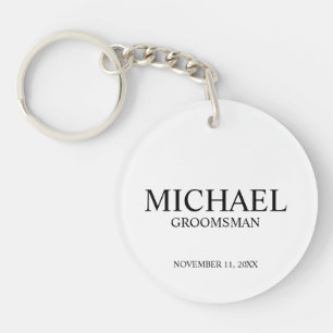 Modern Personalised Groomsman's Name and Monogram Key Ring