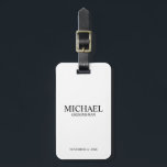 Modern Personalised Groomsman's Name and Monogram Luggage Tag<br><div class="desc">Modern Personalised Groomsman Gifts
featuring personalised groomsman's name,  title and wedding date in black classic serif font style on white background.

Also perfect for Best Man,  Father of the Bride and more.</div>
