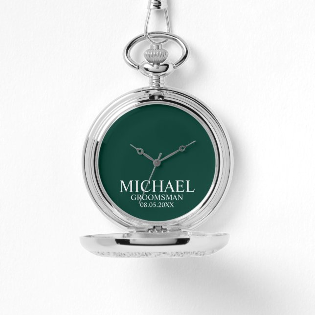 Modern Personalised Groomsman's Name and Monogram Watch (Front)