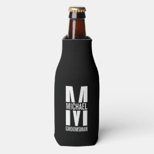 Modern Personalised Groomsmen Monogram and Name Bottle Cooler