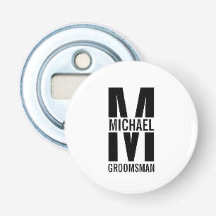 Modern Personalised Groomsmen Monogram and Name Bottle Opener