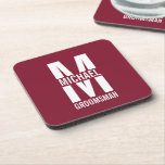 Modern Personalised Groomsmen Monogram and Name Coaster<br><div class="desc">Personalised Groomsmen Gifts
featuring personalised groomsman's monogram,  name and title in white bold sans serif font style on burgundy red background.

Perfect as a personalised gift for groomsmen,  best man,  father of the bride,  or anyone special in your wedding party.</div>