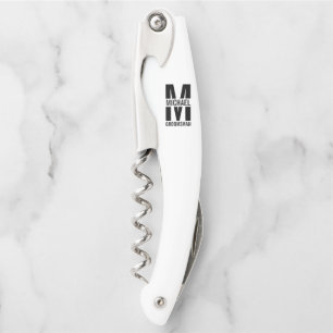 Modern Personalised Groomsmen Monogram and Name Corkscrew