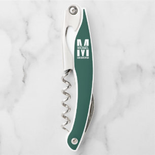 Modern Personalised Groomsmen Monogram and Name Corkscrew