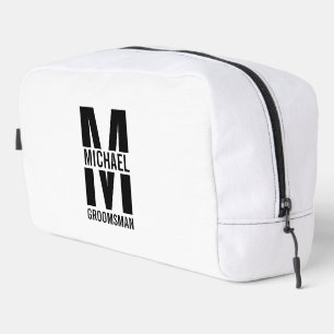 Modern Personalised Groomsmen Monogram and Name Dopp Kit