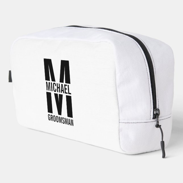 Modern Personalised Groomsmen Monogram and Name Dopp Kit (Right Corner)