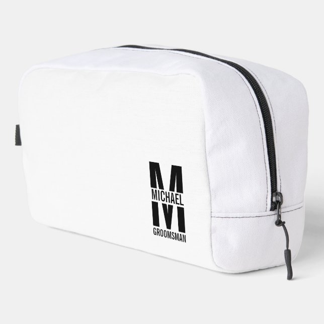 Modern Personalised Groomsmen Monogram and Name Dopp Kit (Right Corner)