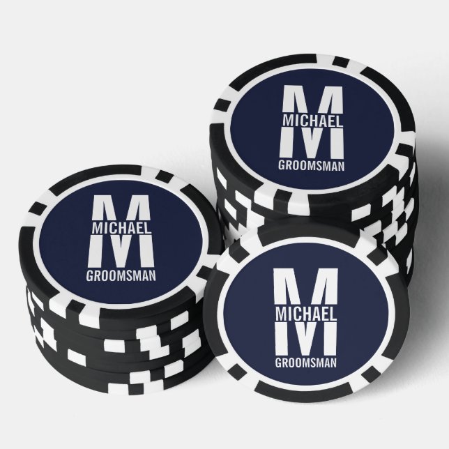 Modern Personalised Groomsmen Monogram and Name Poker Chips (Stack)