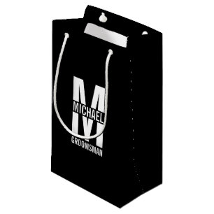 Modern Personalised Groomsmen Monogram and Name Small Gift Bag