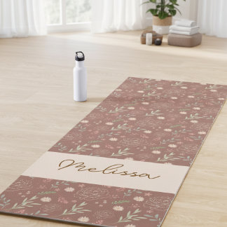 Modern Personalised Hand-Drawn Floral Pattern Yoga Mat