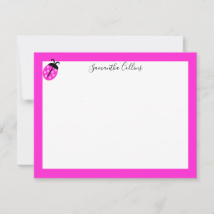 Modern Personalised Handwritten Pink Ladybug Card