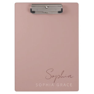 Modern Personalised Handwritten Script Dusty Rose Clipboard