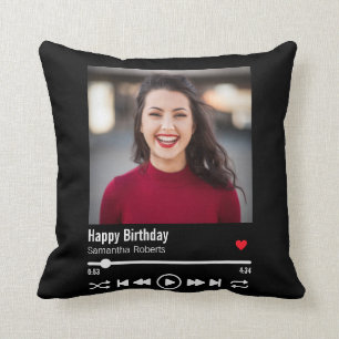 Modern Personalised Happy Birthday Photo Cushion