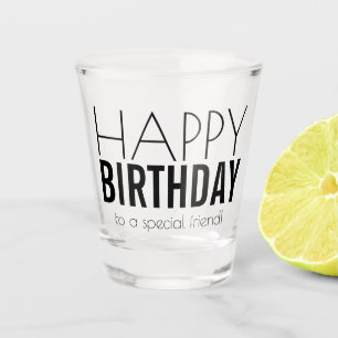 Modern Personalised Happy Birthday   Shot Glass
