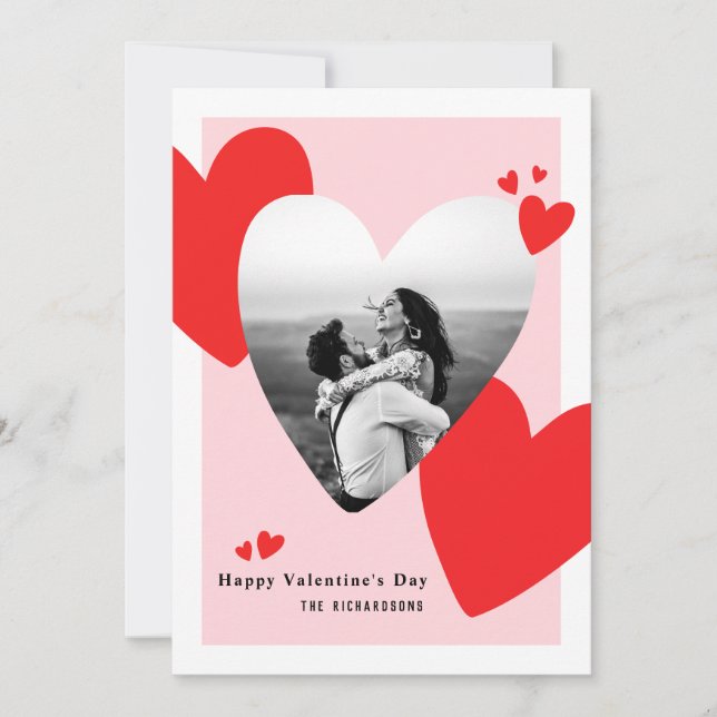 Modern Personalised Happy Valentine's Day Photo Holiday Card (Front)