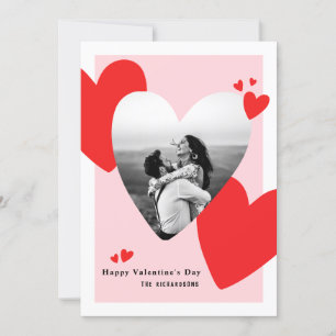 Modern Personalised Happy Valentine's Day Photo Holiday Card