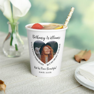 Modern Personalised Heart Photo Memorial Paper Cups