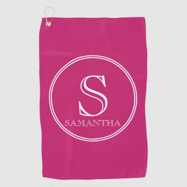 Modern Personalised Initial and Name Golf Towel (Front)