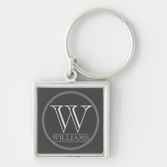Modern Personalised Initial and Name  Key Ring (Front)