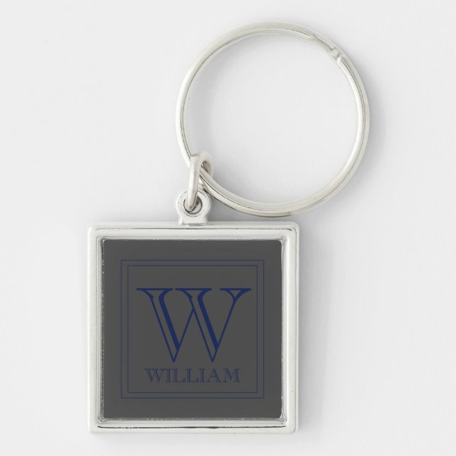 Modern Personalised Initial and Name  Key Ring (Front)