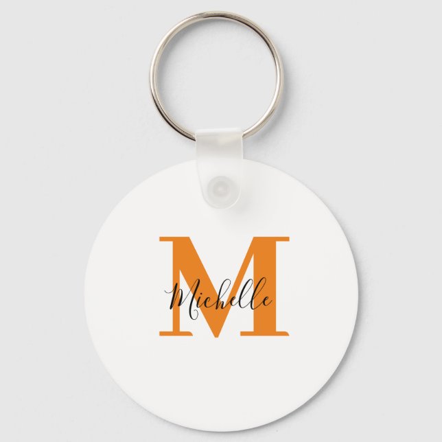 Modern Personalised Initials and Name Monogram Key Ring (Front)