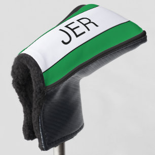 Modern Personalised Initials Monogram Green Black Golf Head Cover
