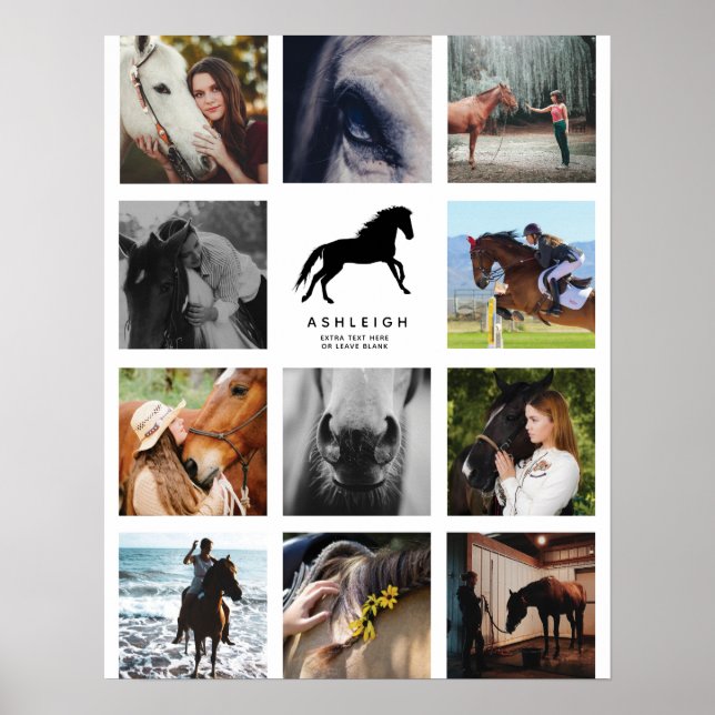 Modern Personalised Instagram Horse Photo Collage Poster (Front)