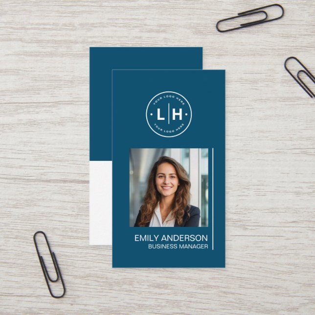 Modern Personalised Logo Photo Business Card (Front/Back In Situ)