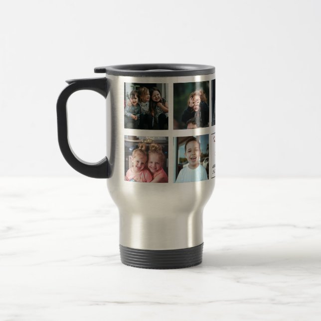 Modern Personalised  Love You Grandpa Gift 9 Photo Travel Mug (Left)