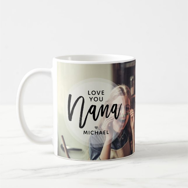 Modern Personalised Love You Nana Photo Coffee Mug (Left)