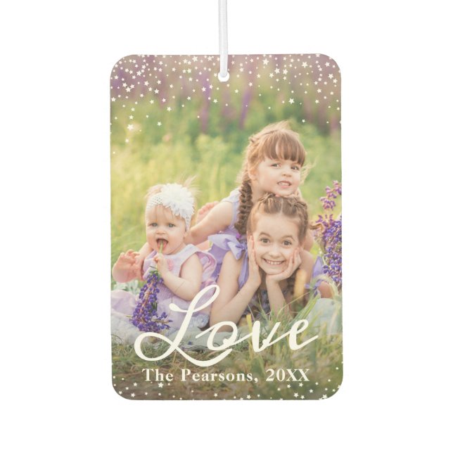 Modern Personalised Love Your Family 2 Photo Car Air Freshener (Front)