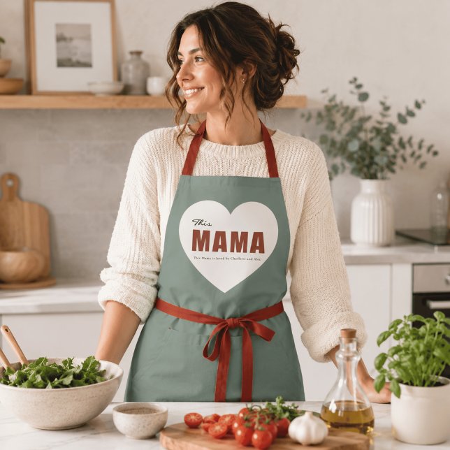 Modern Personalised Mama Heart Apron (Creator Uploaded)