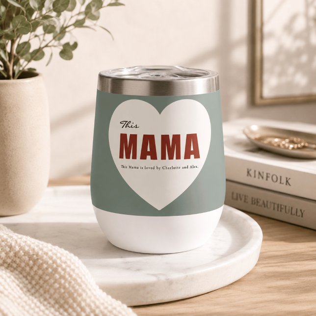 Modern Personalised Mama Heart Water Bottle (Creator Uploaded)