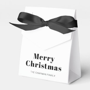 Modern Personalised Merry Christmas Black & White Favour Box