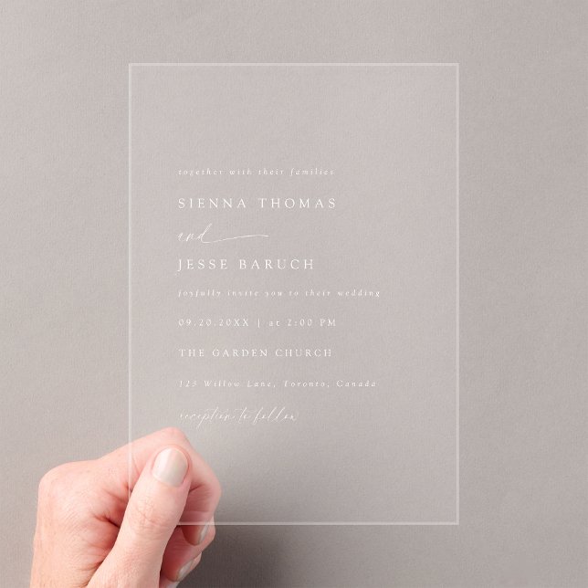 Modern Personalised Minimal Script Wedding Acrylic Invitations (Creator Uploaded)